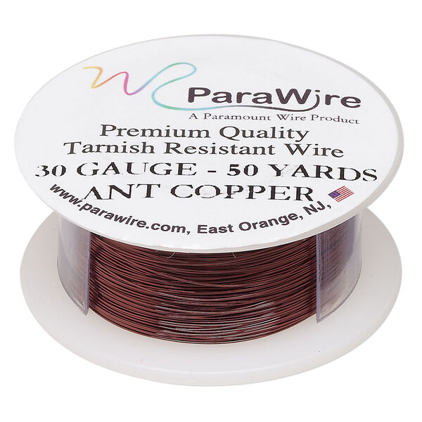 Wire, ParaWire™, antiqued copper, round, 30 gauge. Sold per 50-yard spool. image number 0