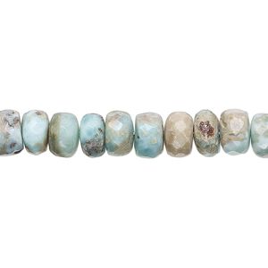Larimar 1pkg1, hand-cut faceted rondelle bead natural 13 inch 6x3mm-8x5mm
