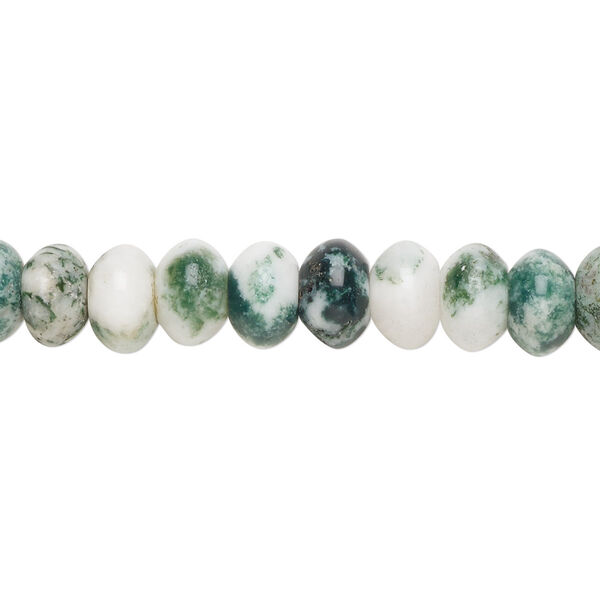 Bead, tree agate (natural), 8x5mm rondelle, B grade, Mohs hardness 6-1/2 to 7. Sold per 15-1/2" to 16" strand. image number 0