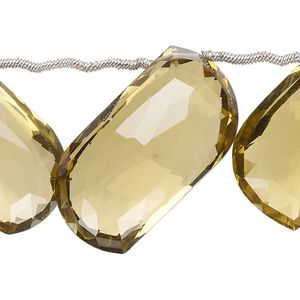 Golden quartz 1pkg7, hand-cut top-drilled faceted puffed curve bead 16x14mm-31x28mm