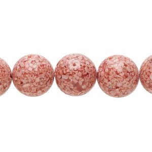 Multi-gemstone / mother-of-pearl shell / resin 1pkg1, round bead 15 inch 11-13mm