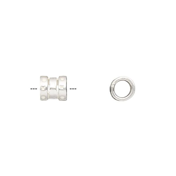 Crimp, JBB Findings, silver-plated brass, 7x6mm tube, 4mm inside diameter. Sold per pkg of 4. image number 0