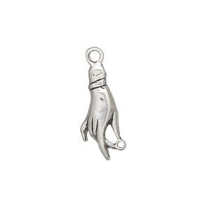 Charm, antiqued sterling silver, 19x8mm hand with loop. Sold individually.