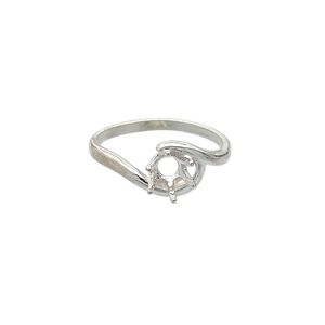 Ring, Sure-Set™, sterling silver, swirl band with 6mm 6-prong round setting, size 6. Sold individually.