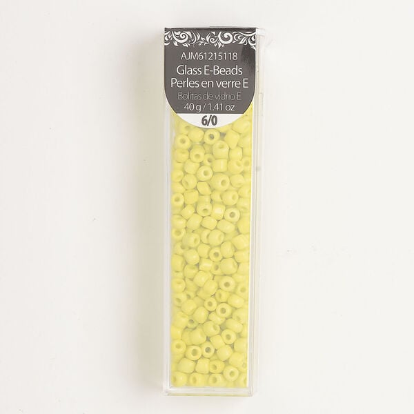 Seed bead glass 1pkg1, #6 round 40g, opaque yellow image number 0
