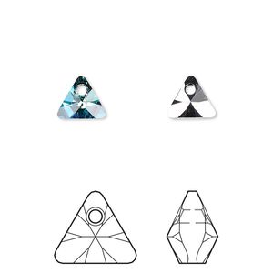 Drop 24pk crystal Bermuda blue P, Crystal Passions® 8mm pendant mini triangle 6628