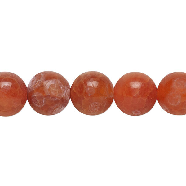 Bead, fire crackle agate (dyed / heated), 10mm round, B grade, Mohs hardness 6-1/2 to 7. Sold per 15-1/2" to 16" strand. image number 0