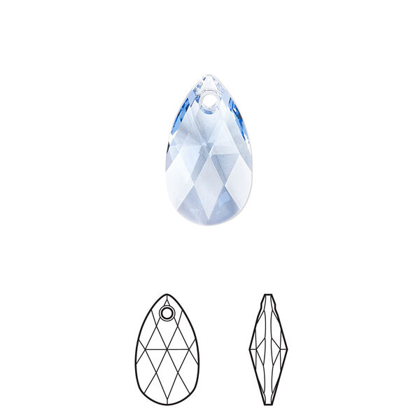 Drop 2pk light sapphire, Crystal Passions® 16x9mm pendant pear 6106 image number 0