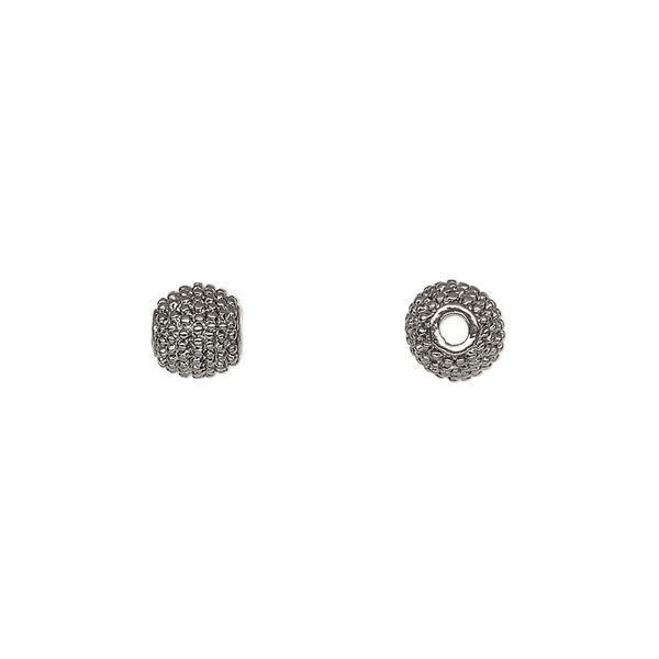 Bead, gunmetal-plated aluminum, 6mm textured round. Sold per pkg of 10. image number 0