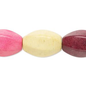 Bead, coated ceramic, multicolored, 20x14mm 6-sided twisted oval. Sold per 8-inch strand.