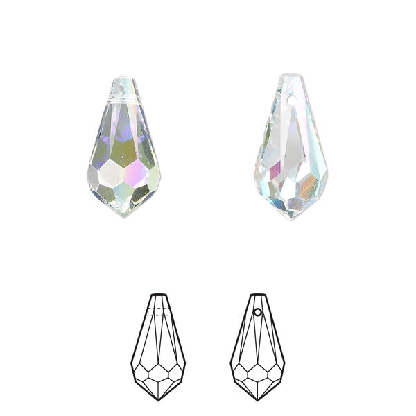 Drop 4pk crystal AB, Crystal Passions® 15x7.5mm pendant teardrop 6000 image number 0