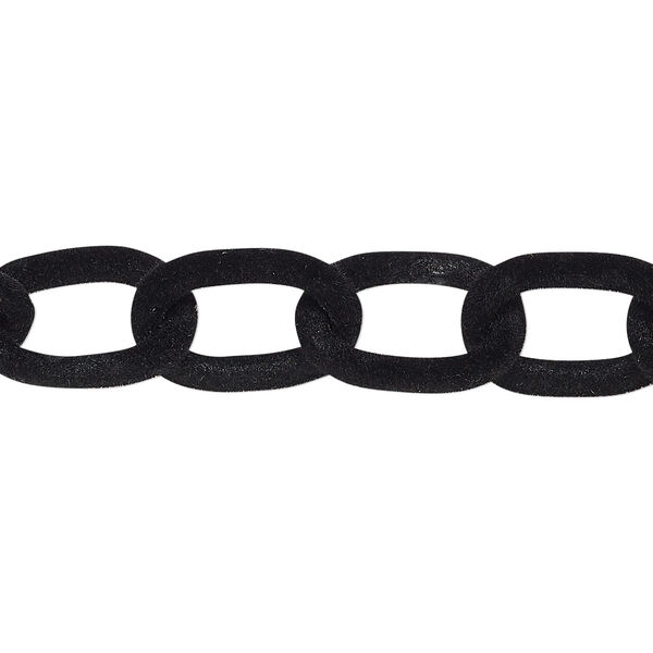 Chain, aluminum, flocked black, 12mm cable. Sold per pkg of 24 inches. image number 0