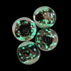 Bead, lampworked glass, black and glow-in-the-dark with gold glitter, 14mm round. Sold per pkg of 4. image number 1