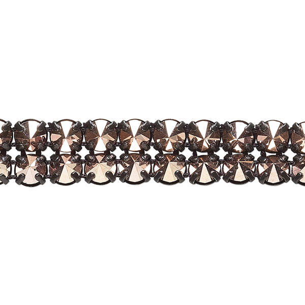 Banding 1pk crystal Capri gold black plate, Preciosa Czech crystal 10mm wide 5mm setting spike 7.75 inch SS19 image number 0
