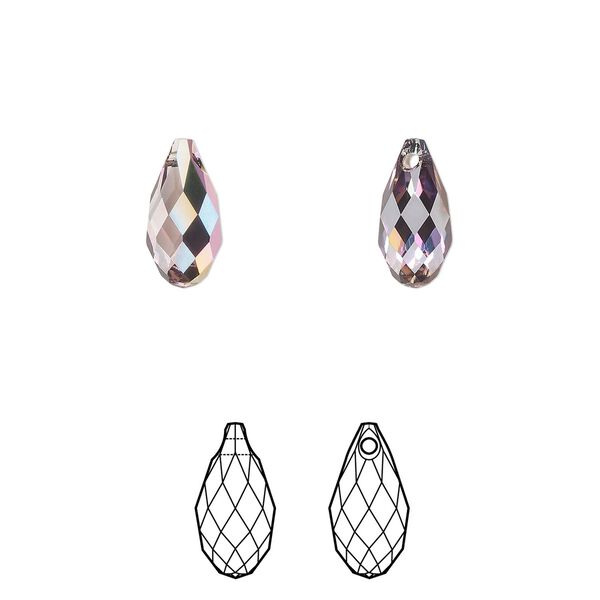 Briolette 2pk light amethyst heavy vitrail light, Crystal Passions® 11x5.5mm pendant drop 6010 image number 0