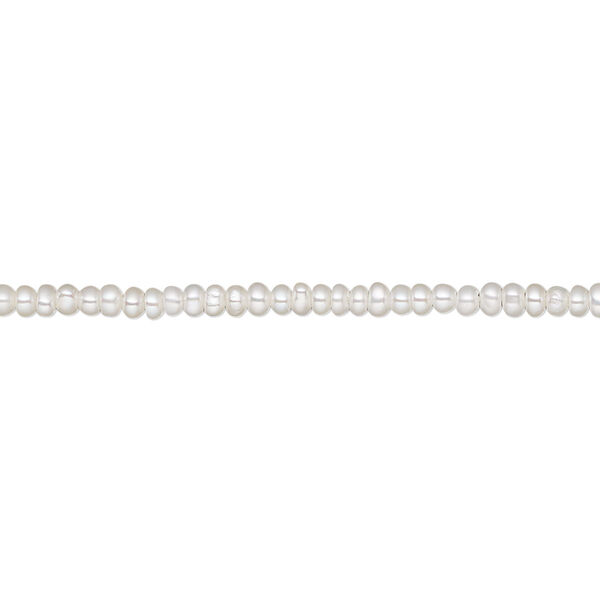 Pearl, White Lotus™, cultured freshwater (bleached), white, 2-2.5mm button, B+ grade, Mohs hardness 2-1/2 to 4. Sold per 15-1/2" to 16" strand. image number 0
