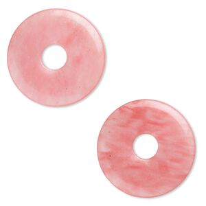 Focal, cherry "quartz" glass, 40mm round donut. Sold per pkg of 2.