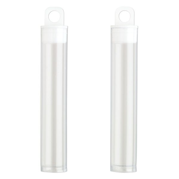 Vial, plastic, clear and white, 3 x 9/16 inch cylinder with hang tab. Sold per pkg of 10. image number 1