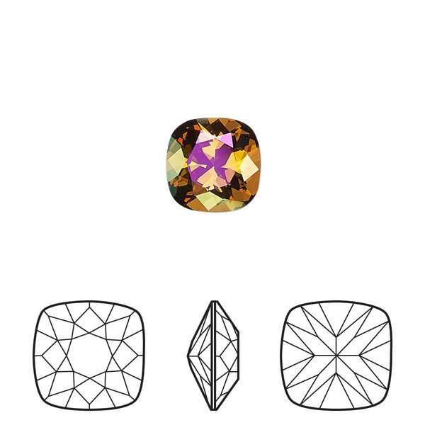 Fancy stone 1pk crystal mahogany foil back, Crystal Passions® 10mm cushion 4470 image number 0