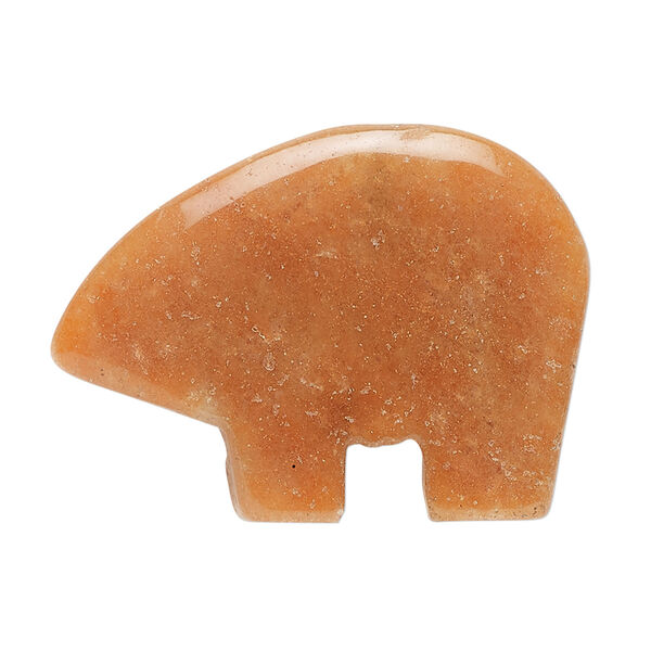 Red aventurine 1pkg1, top-drilled and half-drilled Zuni-style bear focal natural, 34x22mm-38x30m image number 2