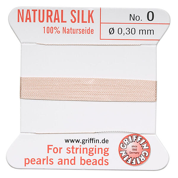 Thread, Griffin, silk, light pink, size #0. Sold per 2-meter card (approximately 78 inches). image number 0