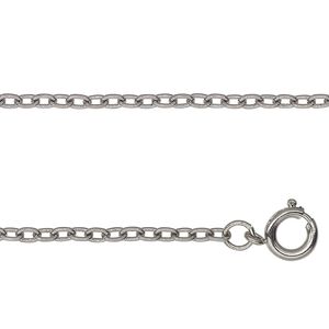 Chain, antique silver-finished steel, 2mm cable, 24 inches with springring clasp. Sold per pkg of 10.