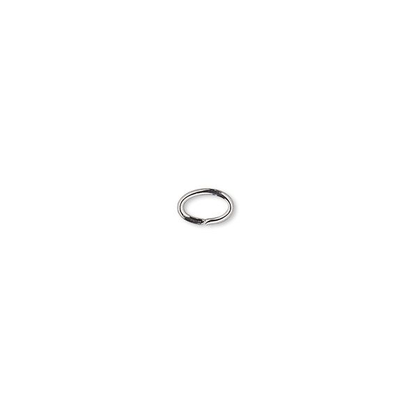Jump ring, gunmetal-plated brass, 6x4mm oval, 4.3x2.5mm inside diameter, 20 gauge. Sold per pkg of 1,000. image number 0