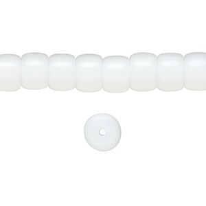 Bead, glass, opaque white, 8x6mm barrel. Sold per 15-1/2 to 16-inch strand.