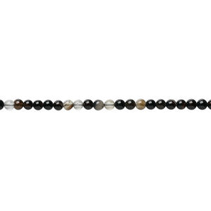 Black agate 1pkg1, round bead 15.5-16 inch 2mm