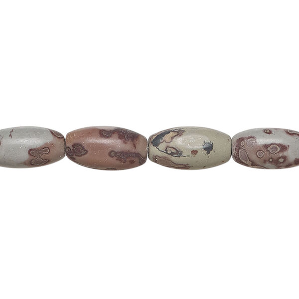 Crazy Horse&trade; stone (limestone / calcite) 1pkg1, oval bead natural, 15 inch 11x6mm-12x7mm image number 0