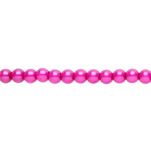 Bead, Czech pearl-coated glass druk, hot pink, 4mm round. Sold per 15-1/2" to 16" strand.