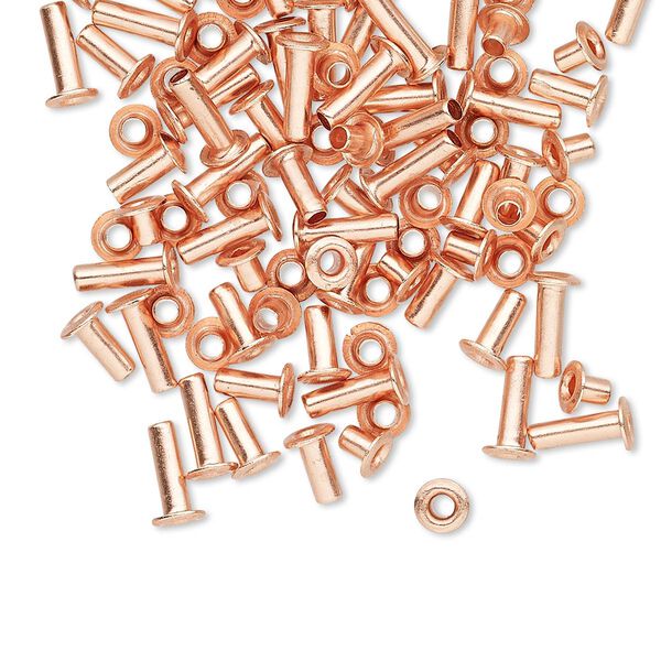 Eyelet mix, copper, 3.5x3mm-7x3.5mm with 1.4mm inside diameter, fits 2mm hole. Sold per pkg of 100. image number 0