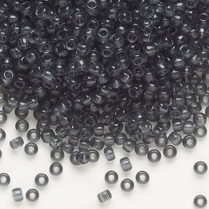Seed bead, Miyuki, glass, pkg/50g, #8 rocaille, transparent grey (RR-152).