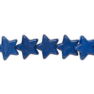 Bead, howlite (dyed / imitation), lapis blue,15x12-16x14mm flat star. Sold per 15" to 16" strand range.