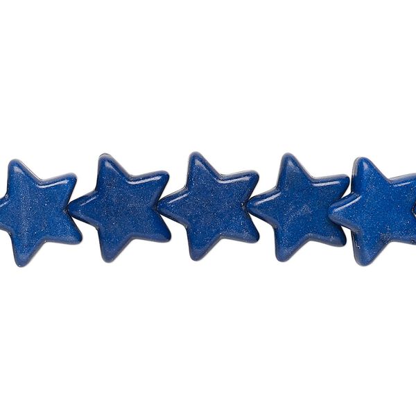 Bead, howlite (dyed / imitation), lapis blue,15x12-16x14mm flat star. Sold per 15" to 16" strand range. image number 0