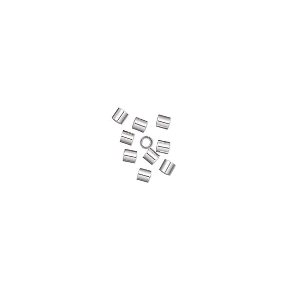 Crimp, sterling silver, 2mm cut tube with heavy wall, 1.2mm inside diameter. Sold per pkg of 10. image number 0