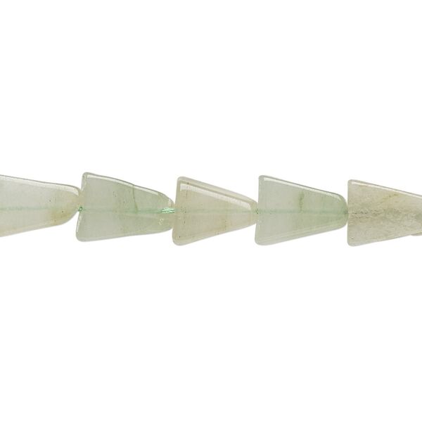Bead, green aventurine (natural), light, 9x9x7mm-12x12x8mm hand-cut flat triangle, C grade, Mohs hardness 7. Sold per 13-inch strand. image number 0