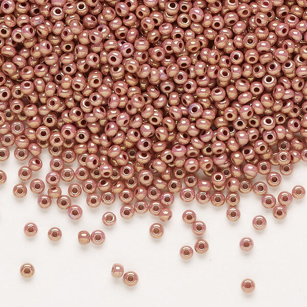 Seed bead, Preciosa Ornela Czech glass, pkg/500g, #11 rocaille, opaque rose luster chalkwhite, (46095). image number 0