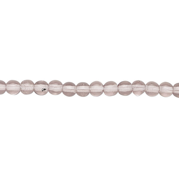 Bead, Czech glass druk, transparent lavender, 4mm round with 0.8-1mm hole. Sold per 15-1/2" to 16" strand. image number 0