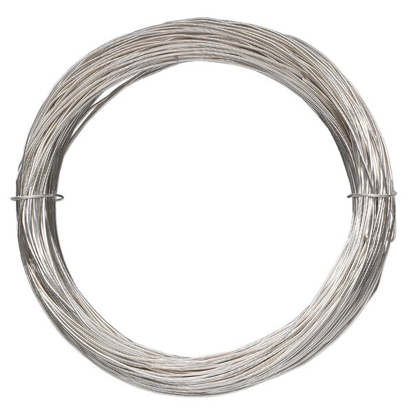 Wire, sterling silver-filled, full-hard, round, 24 gauge. Sold per 10-foot spool. image number 0