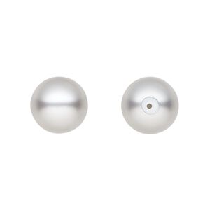 Pearl 4pk light grey, Preciosa Czech crystal 12mm half-drilled round