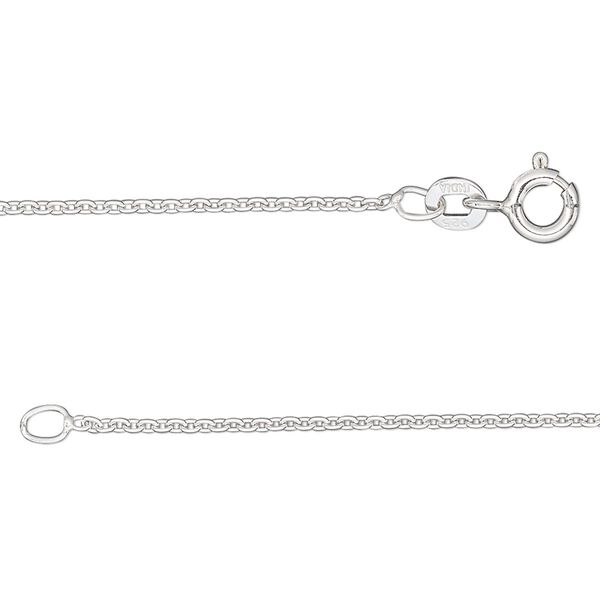 Chain 1pkg1 sterling silver cable, 1.2mm round / mixed clasp, Gossamer™ 18 inch image number 0