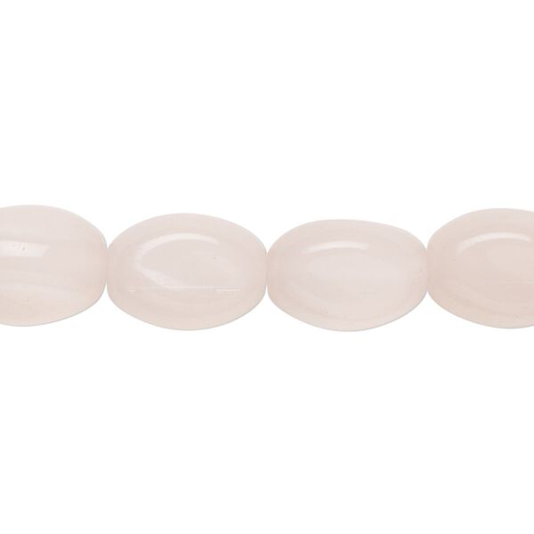 Bead, glass, translucent light pink, 13x9mm-13x10mm pinched oval. Sold per 14-inch strand, approximately 25 beads. image number 0