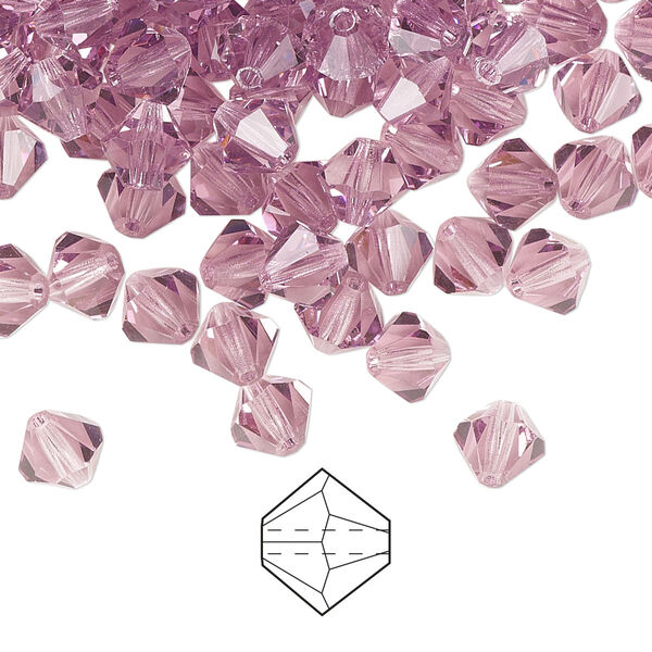 Bead 144pk light amethyst, Preciosa Czech crystal 6mm bicone image number 0