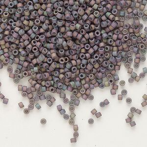 Seed bead, Delica®, glass, pkg/7.5g, #11 round, opaque gold luster rainbow lilac (DB-1067).