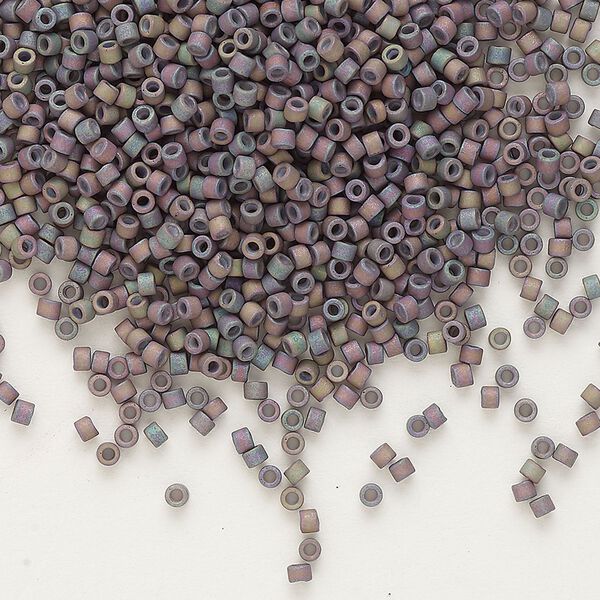 Seed bead, Delica®, glass, pkg/7.5g, #11 round, opaque gold luster rainbow lilac (DB-1067). image number 0