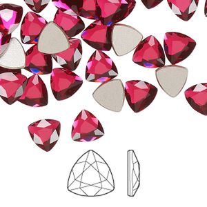 Flat back 144pk scarlet foil back, Swarovski® 7mm trilliant 2472
