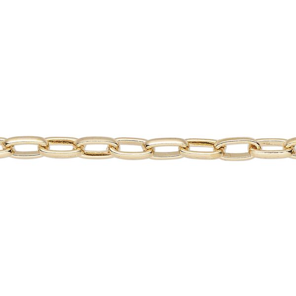 Chain, gold-finished steel, 4mm paperclip. Sold per pkg of 50 feet. image number 0