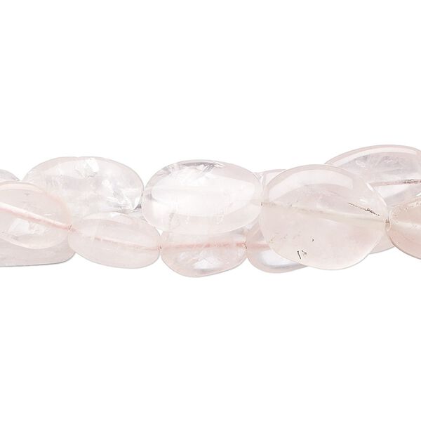 Rose quartz 1pkg3, hand-cut puffed oval bead 14 inch mix 7x6mm-17x10mm image number 0