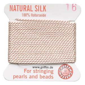 Thread, Griffin, silk, light pink, size #16. Sold per 2-meter card (approximately 78 inches).